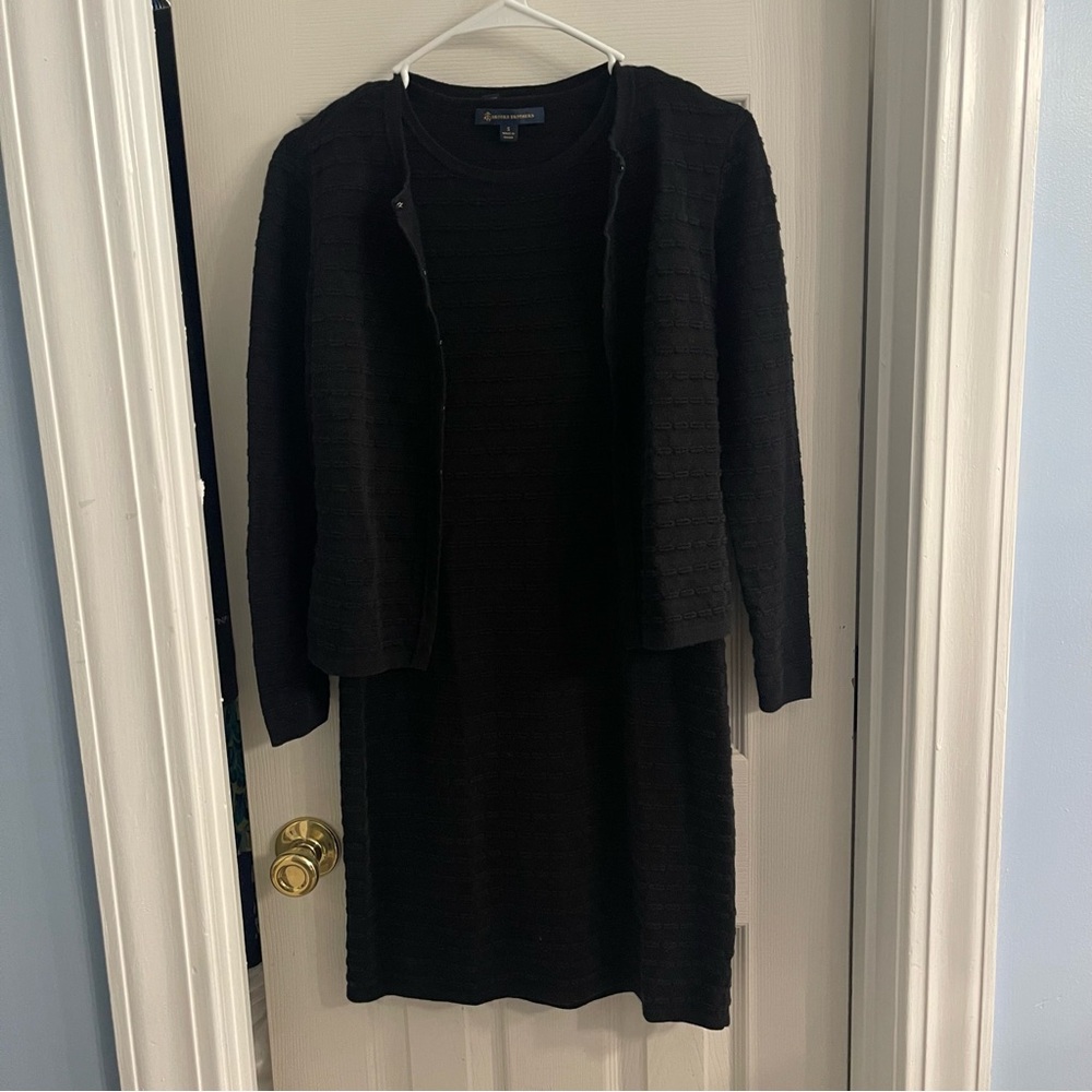 Black Knit Dress and Cardigan Set
